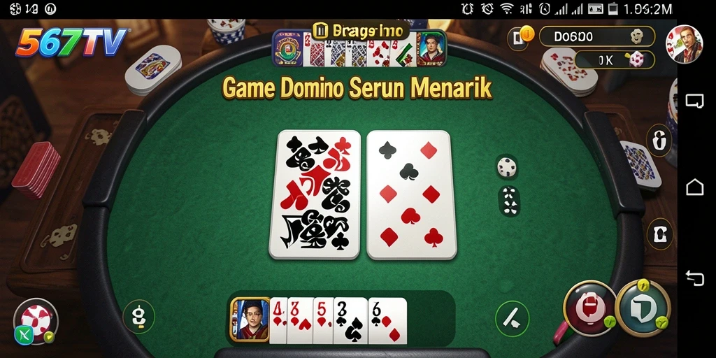 Tampilan antarmuka permainan domino di 567TV yang menarik dan interaktif.