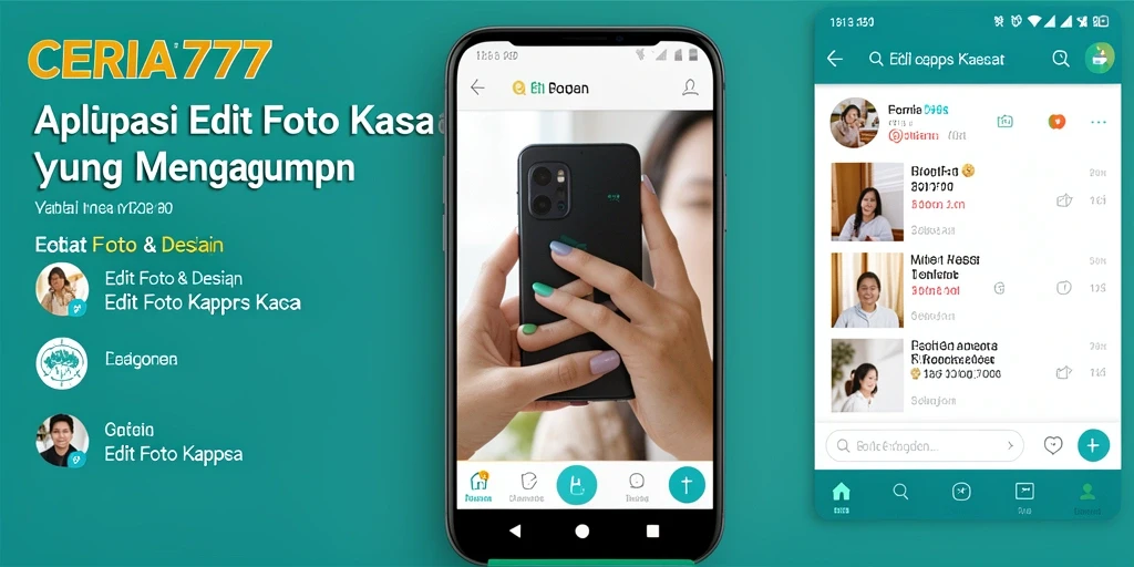 Antarmuka pengguna CERIA777 dengan fitur Edit Foto Kertas Kaca.