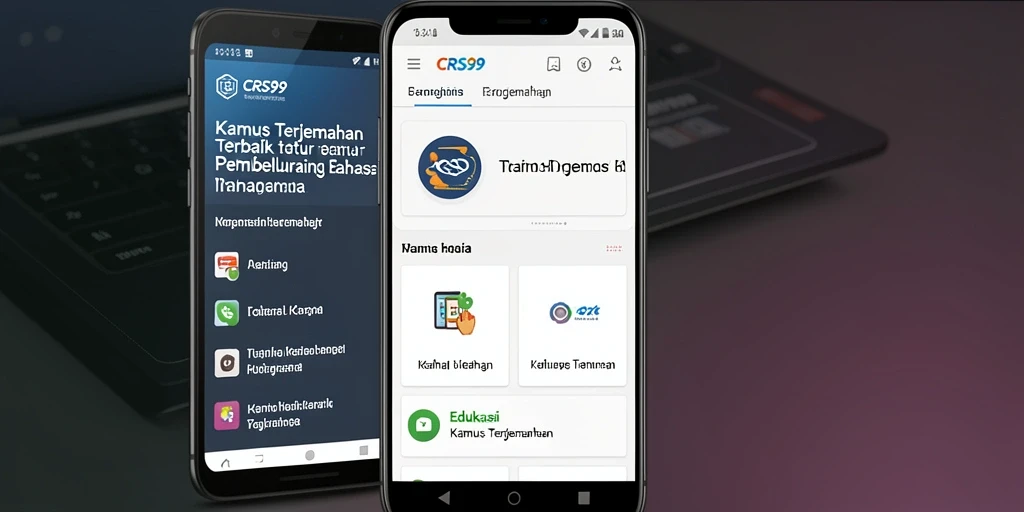 Antarmuka aplikasi CRS99 yang ramah pengguna untuk terjemahan kata.