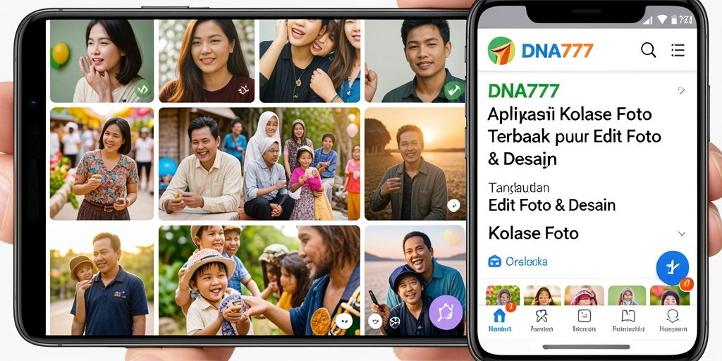 Antarmuka pengguna DNA777 yang menarik untuk membuat kolase foto.