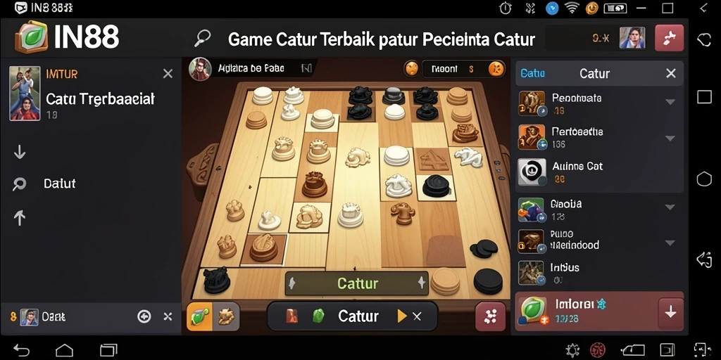 Antarmuka IN88 menampilkan papan catur yang elegan dan intuitif.