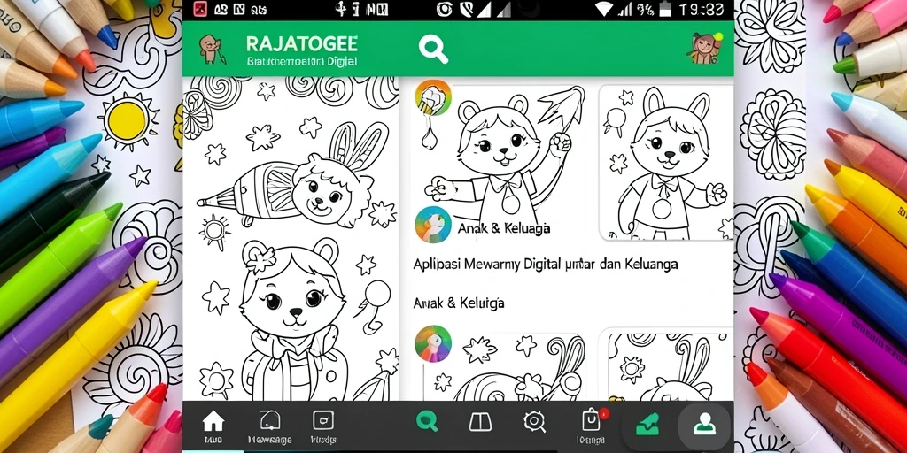 Tampilan antarmuka RAJATOGEL saat mewarnai gambar digital.